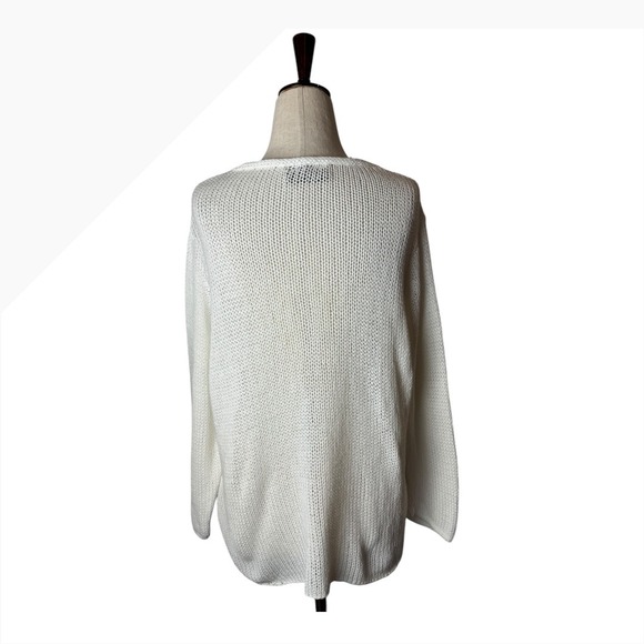 Wooden Ships Sweater Women Small White Tan Beach Lightweight Knit Pullover - Picture 7 of 10